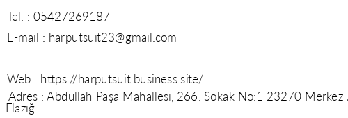 Harput Suit telefon numaralar, faks, e-mail, posta adresi ve iletiim bilgileri